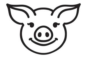 Smiling Pig Face Silhouette Illustration of Farm Animal Design vector