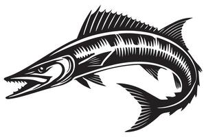 Silhouette Barracuda Fish Predator Graphic Illustration vector