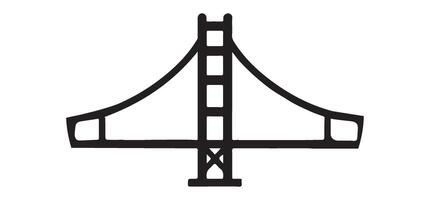 Silhouette illustration of Golden Gate Bridge simple outline drawing vector