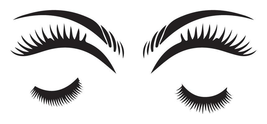 Closed Eyelashes Silhouette Template Beauty Fashion Design