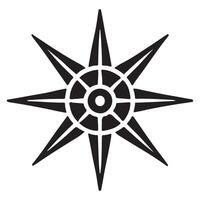 Compass Rose Silhouette Navigation Symbol Exploration Graphic vector