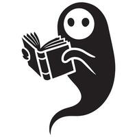 Reading Ghost Silhouette Design for Halloween Stories vector