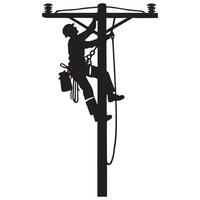 Silhouette of a lineman working on a pole electricity art vector