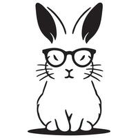 Rabbit with Glasses Silhouette Illustration Nerd Cute Animal Design vector