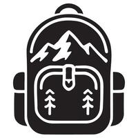 Hiking Backpack Silhouette with Mountain and Tree Design Concept vector