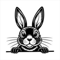 Black stencil rabbit with long vector