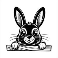 Little bunny holding an empty plate mock up vector