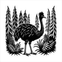 A sticker template of cassowary cartoon character vector