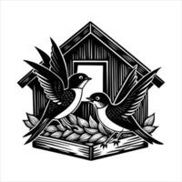 Swallows Building Nests vector
