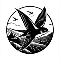 A detailed image of a swallow darting vector