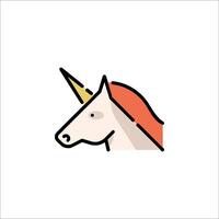 A unicorn head with a red mane on it vector