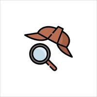 A hat and magnifying glass icon vector