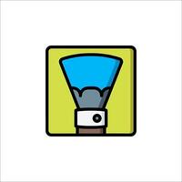 A blue and yellow icon of a flashlight vector