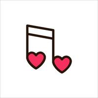 A musical note with two hearts on it vector