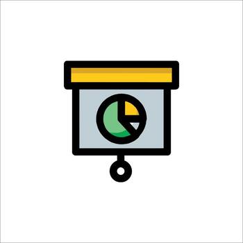 A clock icon with a pie chart on it vector