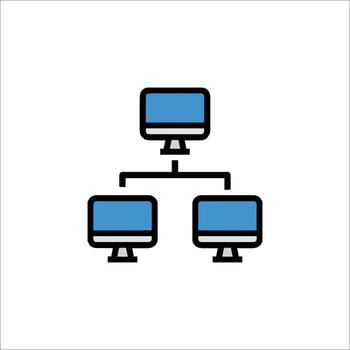 A computer network icon with two monitors vector