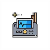 An icon of a medical device with a heartbeat monitor vector