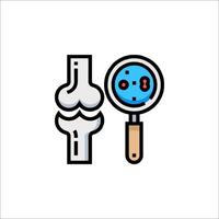 A magnifying glass and a bone icon vector