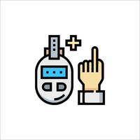 A hand pointing to a device with a finger on it vector