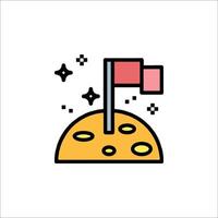 An icon of a flag on top of a moon vector