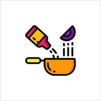 A cooking pot with a sauce and a knife vector