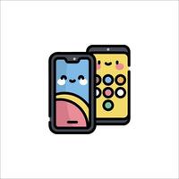 Two phones with a smiley face on them vector