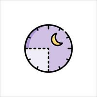 A clock with a moon and a line through it vector