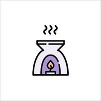 A small icon of a hot water heater with a flame vector