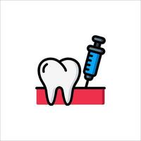 Tooth and injection icon on white background vector