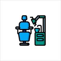 A blue and green icon of a chair and a machine vector