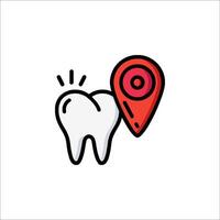 A tooth with a pin pointing to it vector