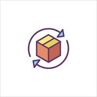 A box with a arrow and a circle on it vector