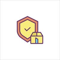 A shield with a check mark on it and a box vector
