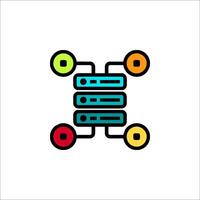 A colorful icon of a server with four different colored disks vector