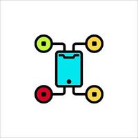 A phone with four different colored circles on it vector