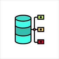 A data storage icon with a green and blue color vector