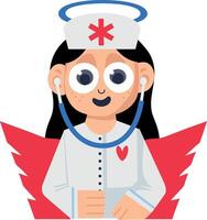 A flat sticker of angel nurse character vector