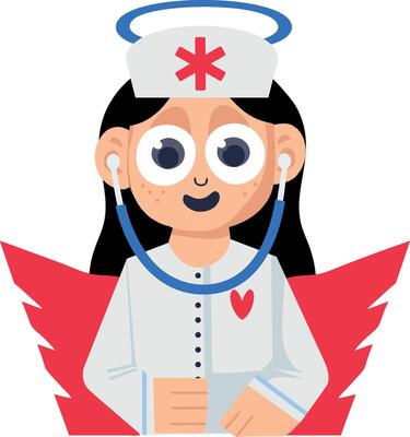 A flat sticker of angel nurse character