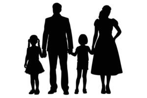 Exploring Family Silhouette in Digital and Traditional Art vector