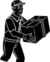Using Delivery Man Carrying Package for Business Promotions vector