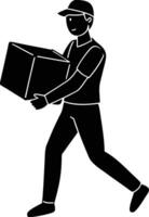 The Impact of a Delivery Man Carrying Package in Supply Chain vector