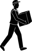 Delivery Man Carrying Package in Motion for Express Shipping vector