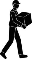 Delivery Man Carrying Package Represents Speed and Service vector