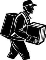 Professional Look of a Delivery Man Carrying Package in Business vector