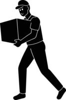 Express Shipping with Delivery Man Carrying Package Graphics vector