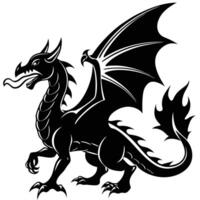Fierce Dragon Breathing Fire Silhouette Art vector