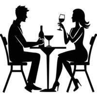 Happy Young Man and Woman Sitting in a Cafe and Drinking vector