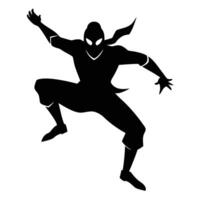 Powerful Ninja Jumping Silhouette for Gaming and Animation vector