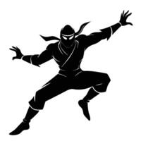 Heroic Shadow Ninja in Motion Silhouette for Animations vector