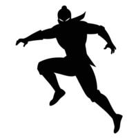 Combat-Ready Ninja Jumping Silhouette for Game Art vector